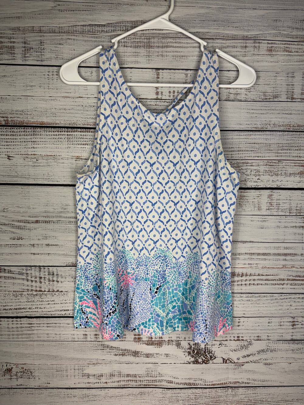 Lilly Pulitzer Kristen Tank Top Multi Sea La Vie Medium Coastal Resort Modal